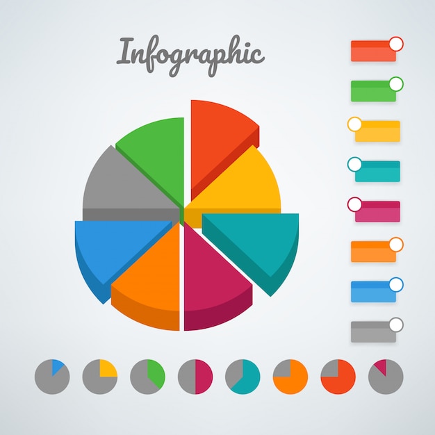 Color pie chart infographic vector template. vector template for ...