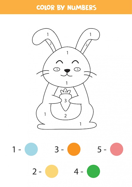 Premium Vector | Color rabbit by numbers.