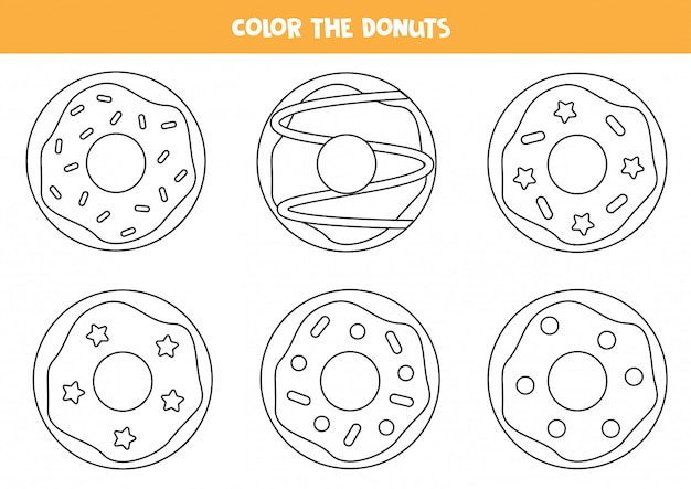 premium vector  color the set of donuts coloring pages for
