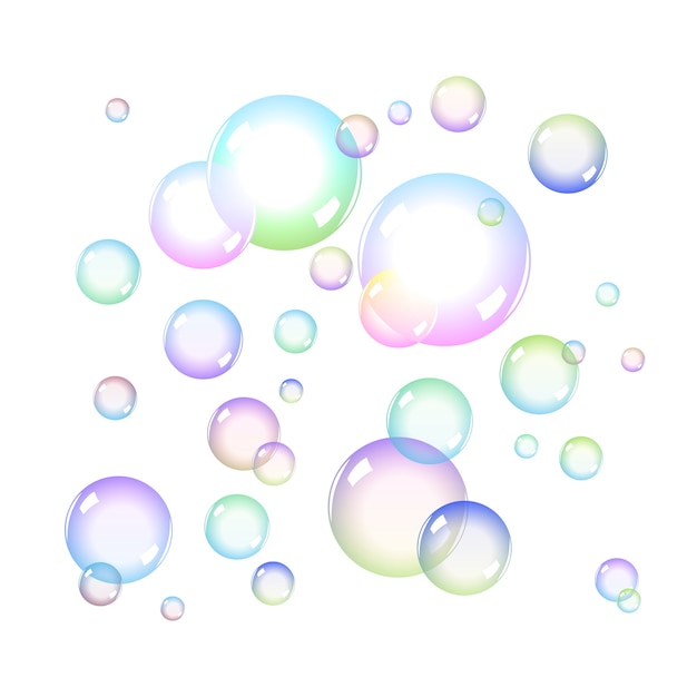 Premium Vector | Color soap bubbles set with transparency