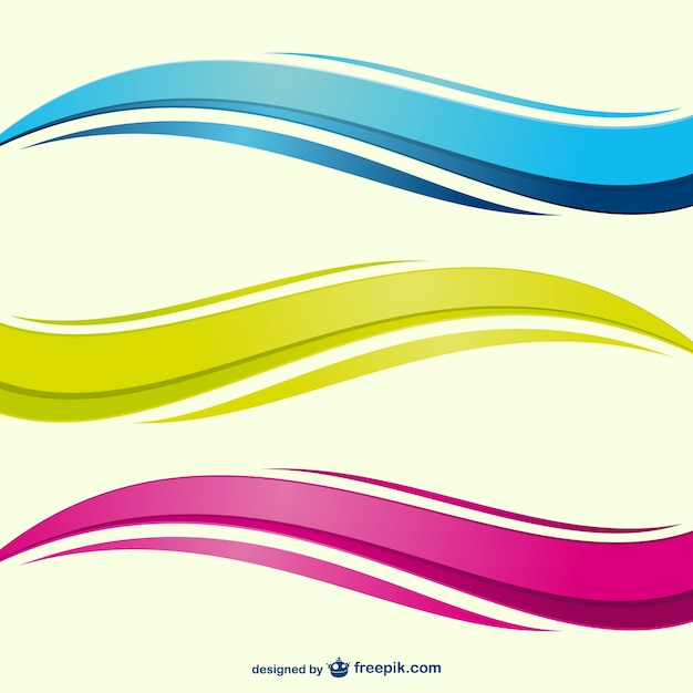 Color Waves With Brush Style Free Vector