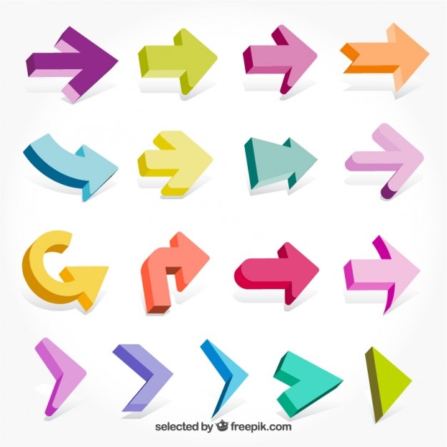 Download Free Vector | Colored 3d arrows