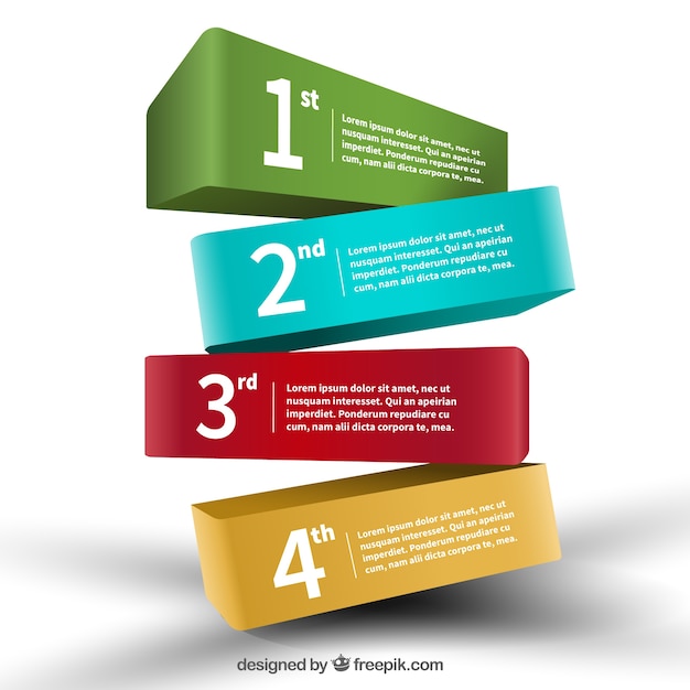 Premium Vector Colored 3d Banners Infographic