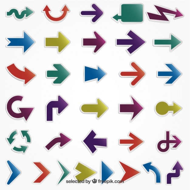 Colored arrows in sticker style Vector | Free Download