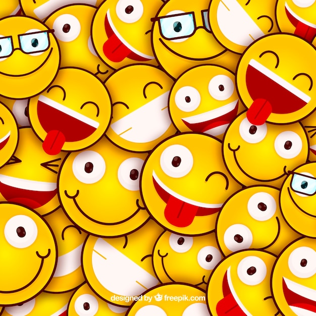 Colored background with emoticons in flat design | Free Vector