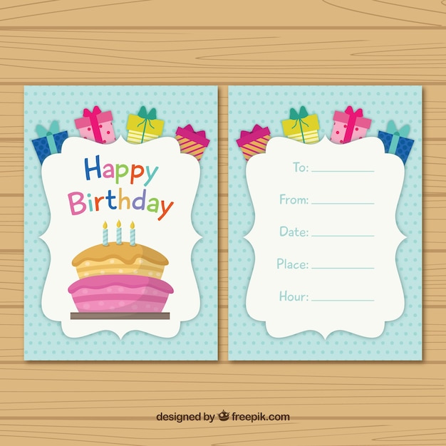Colored birthday card template | Free Vector