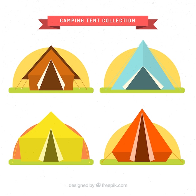 Free Vector | Colored camping tents set in flat design