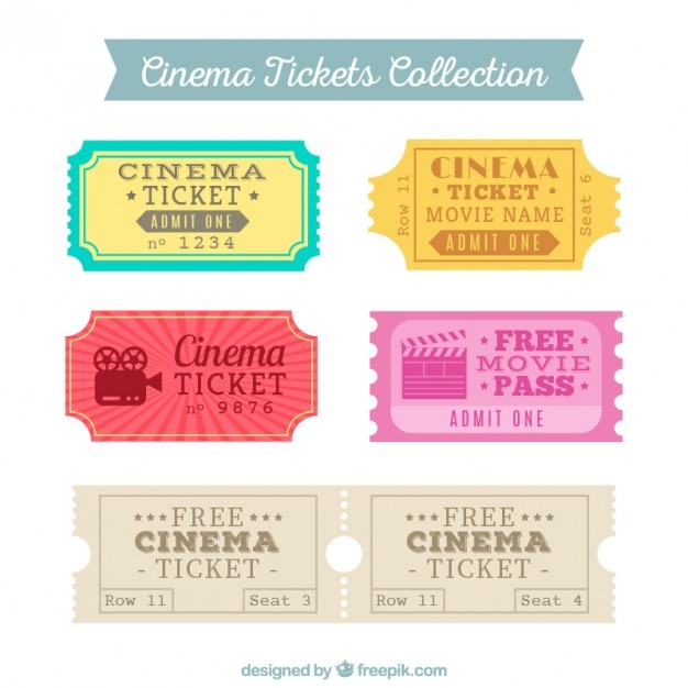 Colored Cinema Ticket Collection Vector 