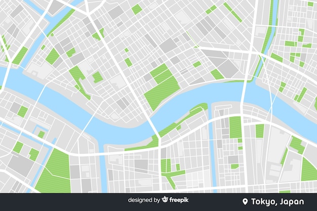 Colored city map digital concept | Free Vector