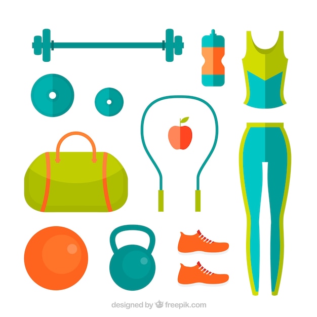 Colored female fitness equipment