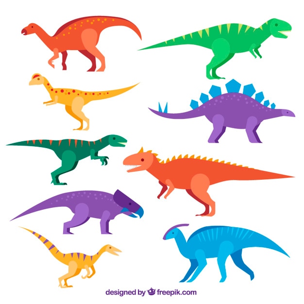 Premium Vector Colored Flat Dinosaurs Set 6721