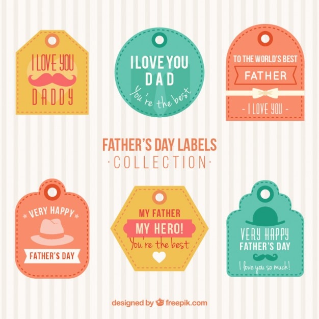 Download Free Vector | Colored flat tags and labels for father's day
