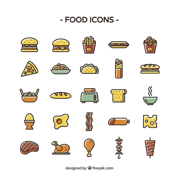 Colored food icons Vector | Free Download