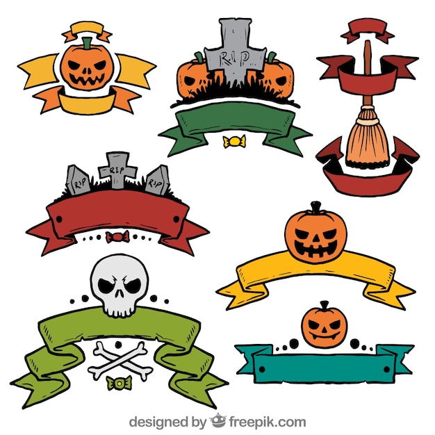 Download Colored halloween banners | Free Vector