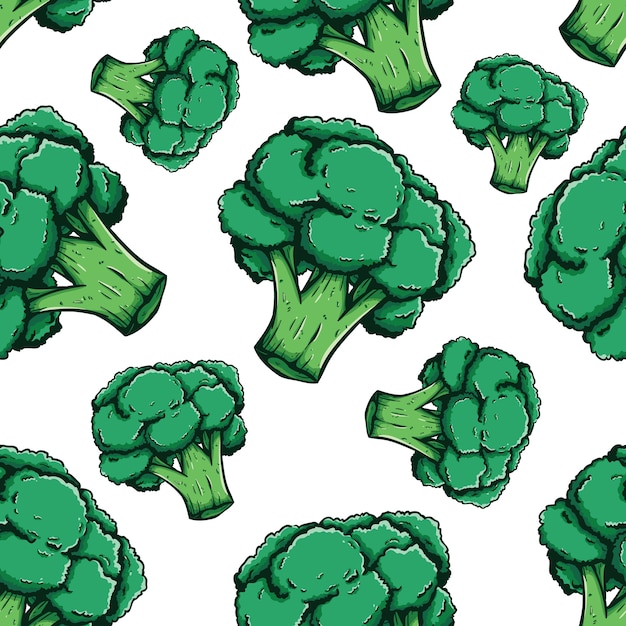 Premium Vector Colored Hand Drawn Of Broccoli In Seamless Pattern 6054