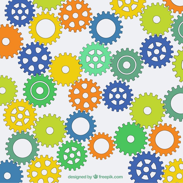 Colored hand drawn gear background Vector | Free Download