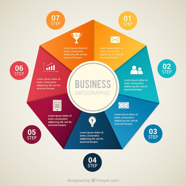 Colored infographic with different steps | Free Vector