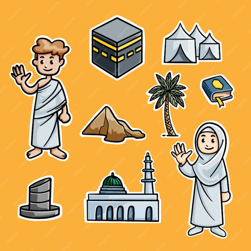 Premium Vector Colored outline cartoon illustrations of islamic