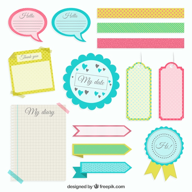 Colored scrapbooking elements Vector | Free Download