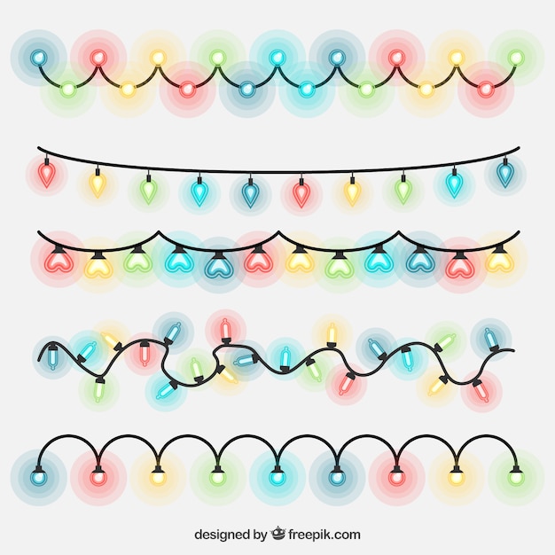 Free Vector | Colored string lights set