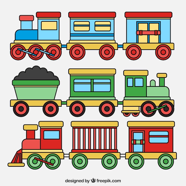 Free Vector | Colored toy train set