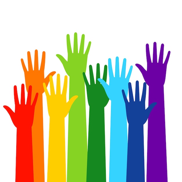 Premium Vector | Colored volunteer crowd hands isolated illustration