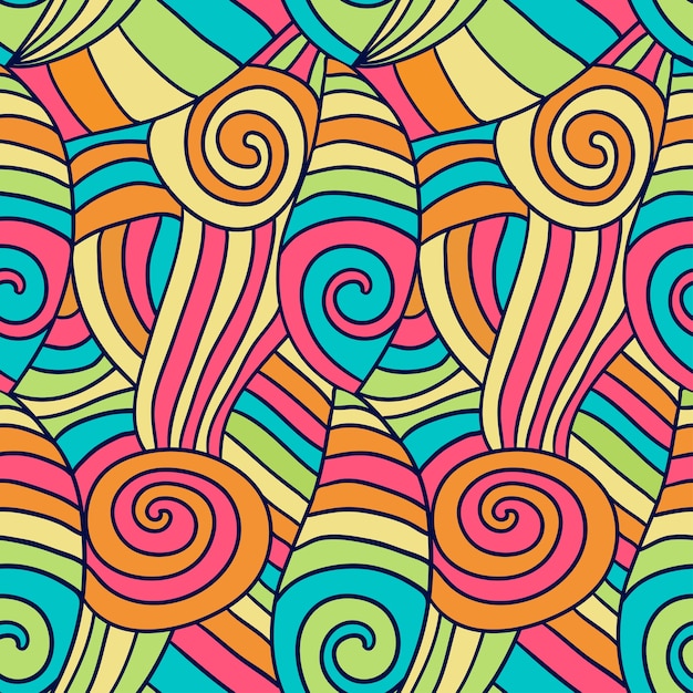 Premium Vector | Colorfu abstract waves pattern. hand drawn spiral wavy ...