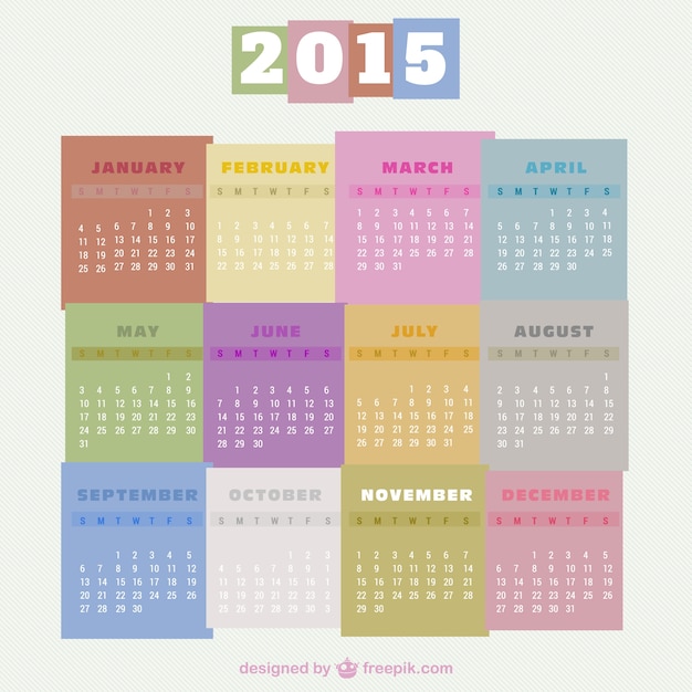 Colorful 2015 calendar Vector | Free Download