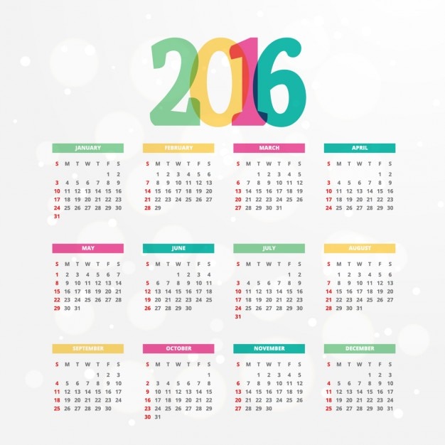 Free 2016 Calendar Template from image.freepik.com