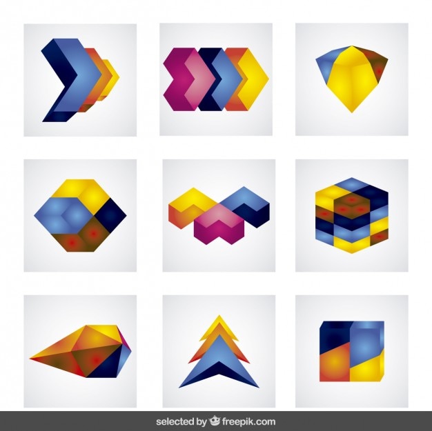Download Free Vector | Colorful 3d shapes