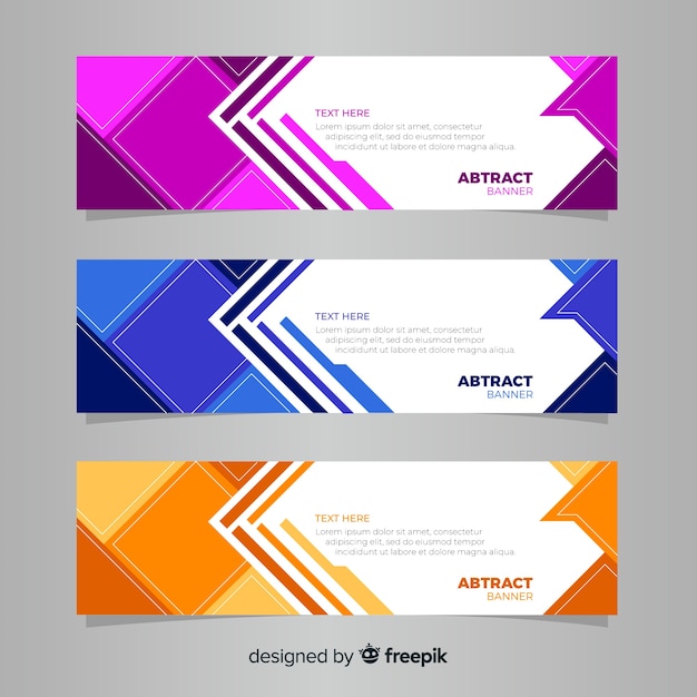 Colorful Abstract Banners With Geometric Design Free Vector