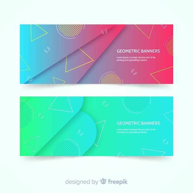 Colorful abstract banners with geometric design Free Vector