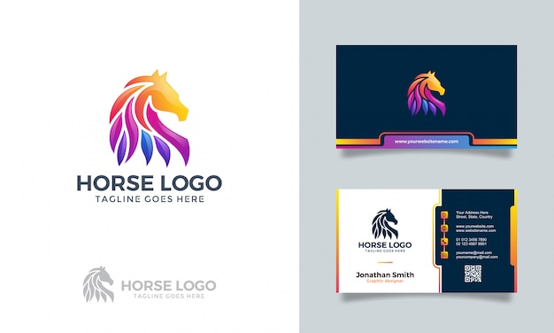 Download Free Colorful Abstract Horse Logo With Business Card Premium Vector Use our free logo maker to create a logo and build your brand. Put your logo on business cards, promotional products, or your website for brand visibility.