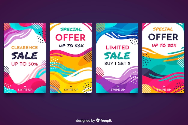 Colorful Abstract Sale Instagram Stories Free Vector