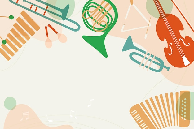 Free Vector | Colorful aesthetic background, musical instrument border ...