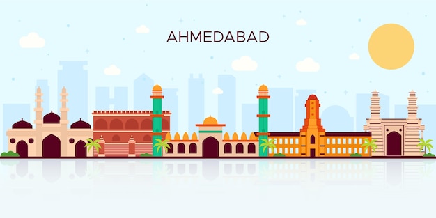 Free Vector Colorful Ahmedabad Skyline