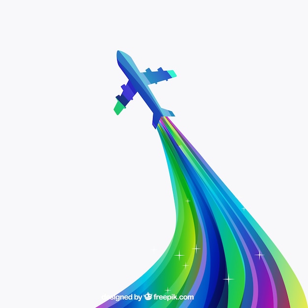 Colorful airplane in abstract style