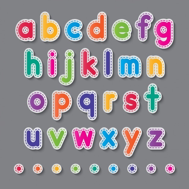 Colorful alphabet with dashed lines Vector | Free Download