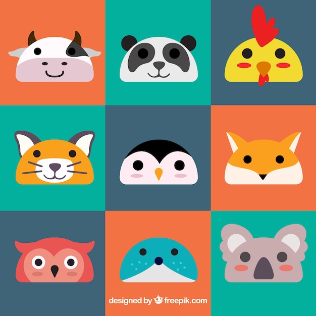 Colorful animal emoticons