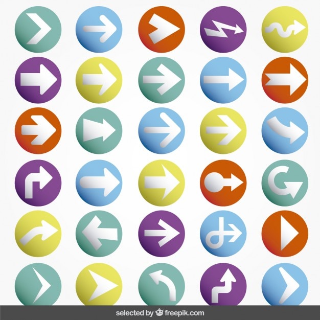 Colorful Arrow Buttons Collection Free Vector 4915