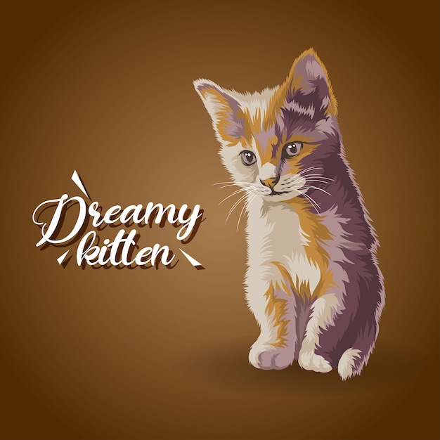 かわいい子猫のカラフルなアートワークイラストスタイル ロゴとアイコンのキャラクター プレミアムベクター