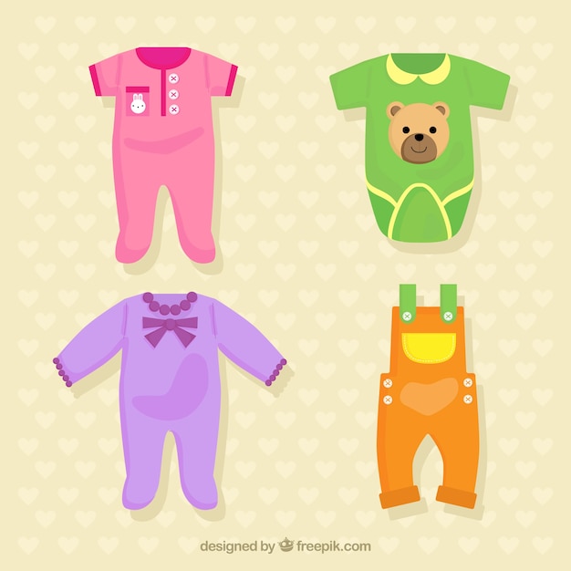 Download Colorful baby clothing collection Vector | Free Download