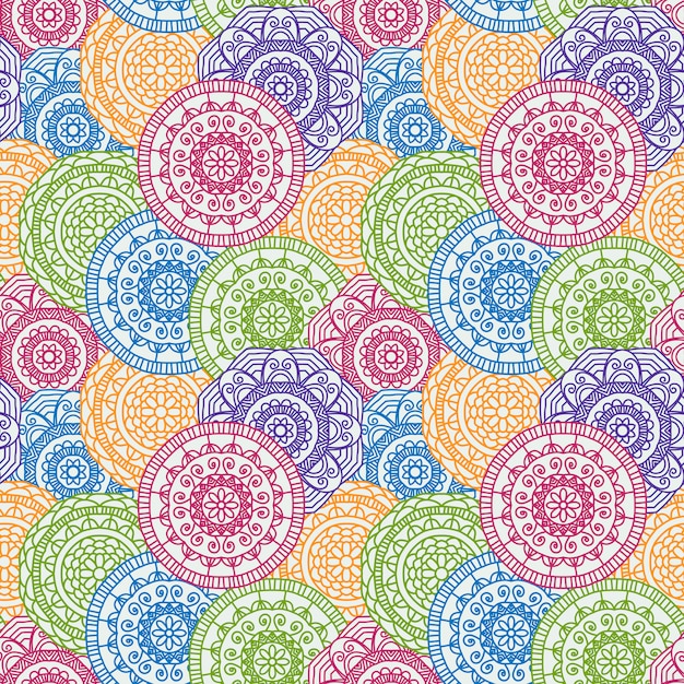 Colorful background with pattern of circular mandalas Vector | Free ...