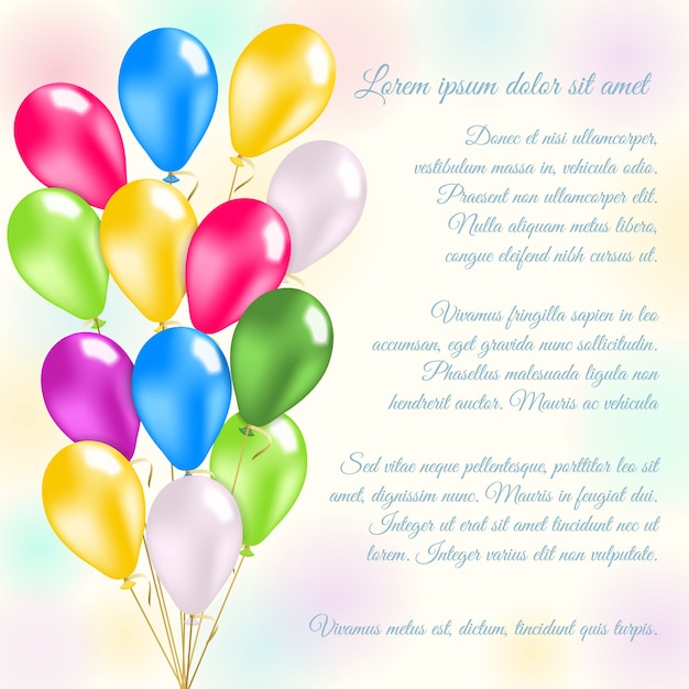 Colorful balloons invitation card