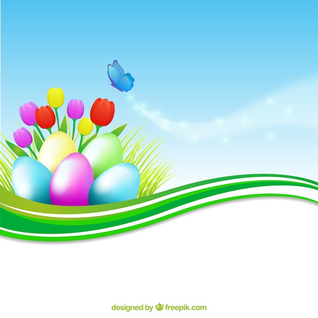 Colorful banner with easter eggs Vector | Free Download