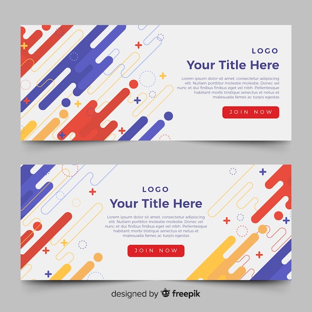 Colorful banners with abstract shapes Free Vector