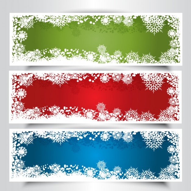 Colorful banners with snow in borders