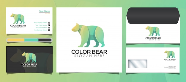 カラフルなクマのロゴとブランドのアイデンティティのデザインテンプレート プレミアムベクター