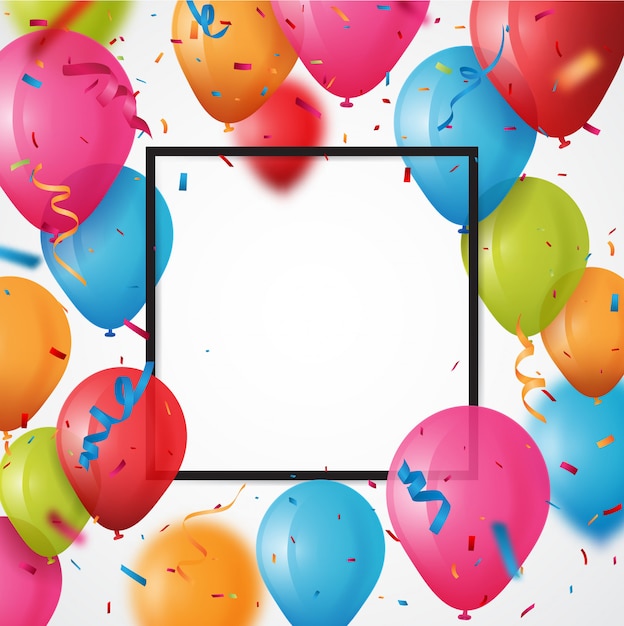 Premium Vector | Colorful birthday balloon with confetti background