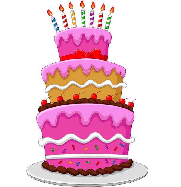 Premium Vector | Colorful birthday cake with candles